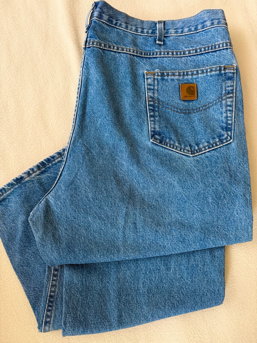 Vintage Carhartt B18 BTW Traditional Fit Denim Jeans Size 48x30 Blue Workwear